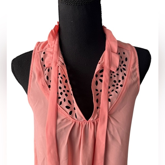 Maeve Pink Sleeveless Blouse with Laser Cut Detail | Size 2 Preppy ViscoGirl E12 - Picture 2 of 8